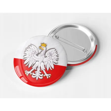 Przypinka okrągła 58mm, godło polskie